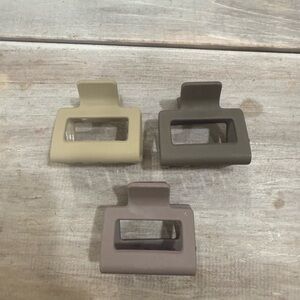 Set of Three Hair Clips in Neutral Tones